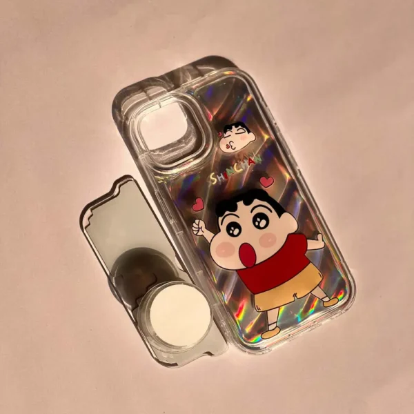 Shinchan Cartoon iPhone Case with Pop Socket